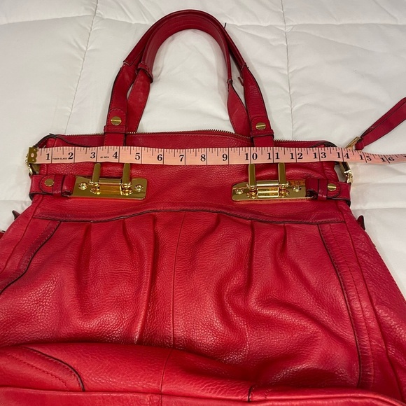 B Makowsky Red Leather Handbag - Picture 12 of 16